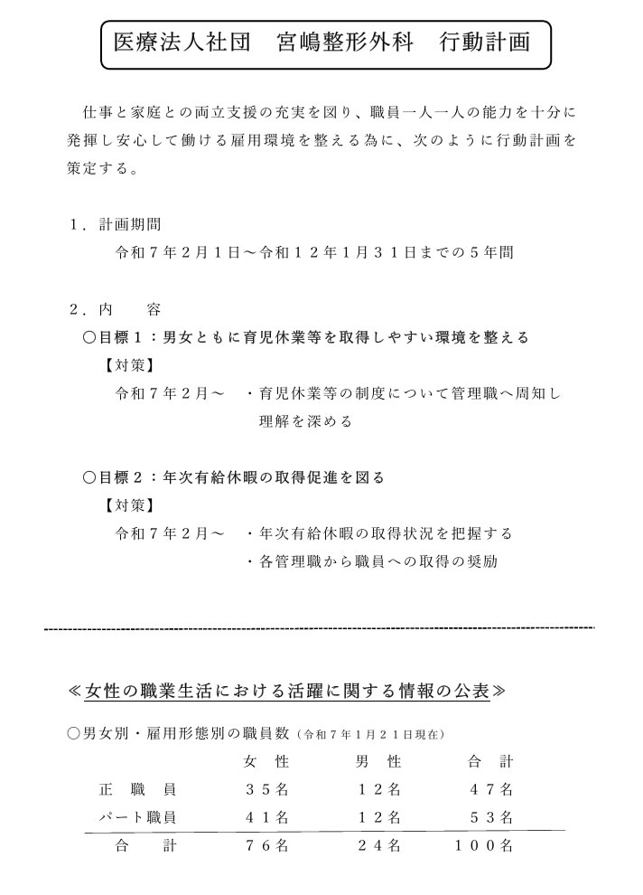 医療法人社団　宮嶋整形外科　行動計画