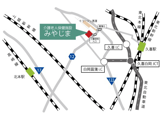 介護老人保健施設みやじま　地図（駅・高速を含めて）